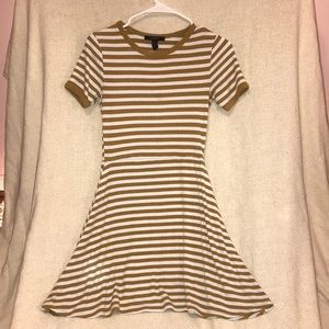 Yellow and white striped T-shirt dress